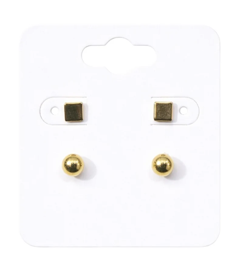 Parure Boucles D’Oreilles Carré Doré & Perle Brillante