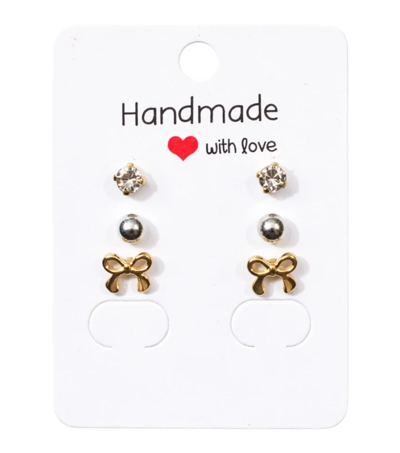 Coffret Boucles D’Oreilles Nœud Doré & Cristal Brillant
