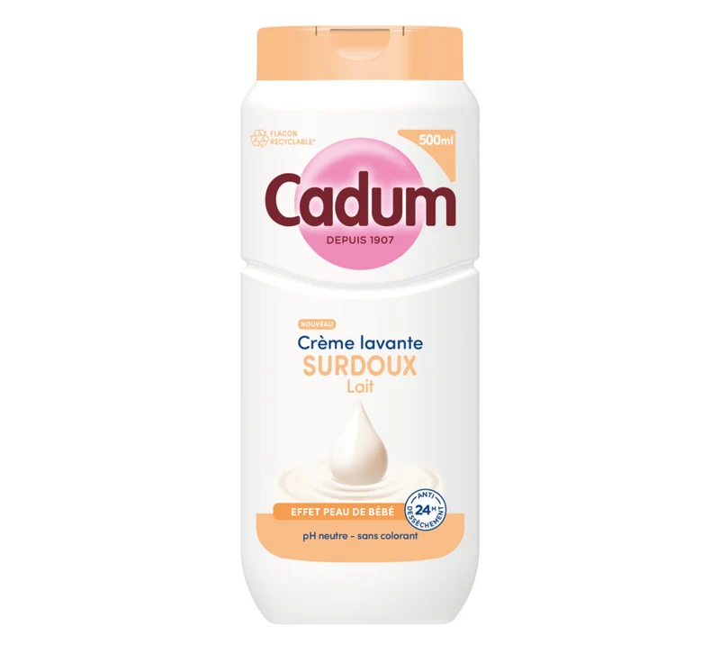 Cadum Crème Lavante Surdoux Lait-Effet Peau De Bébé Hydratation 24H