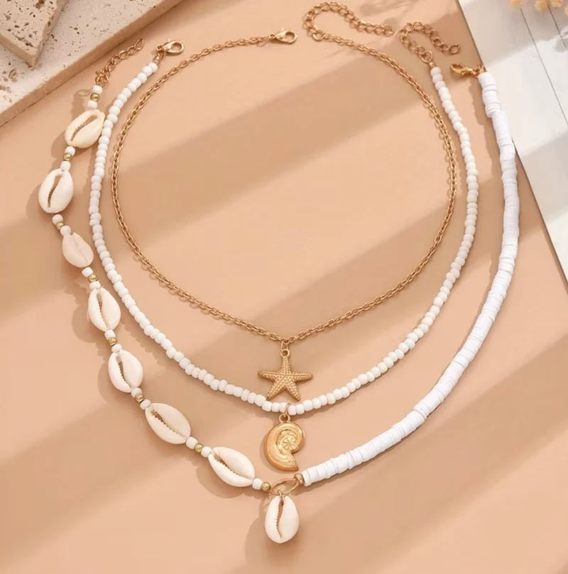 Collier Multicouches Coquillages & Étoile De Mer – Style Bohème Marin