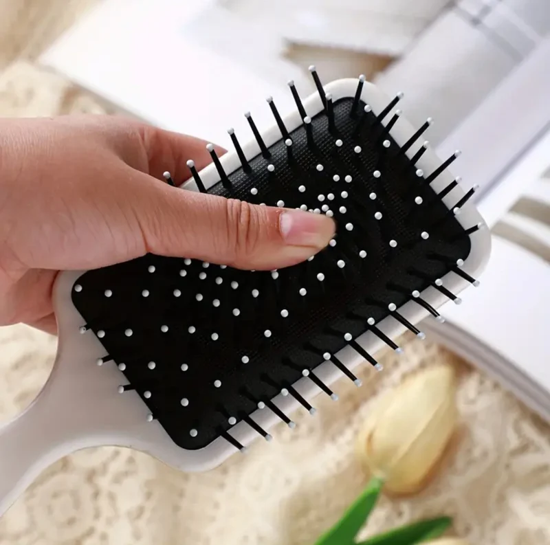 Brosse À Cheveux Anti-Statique Avec Coussin D'Air Confortable Motif Fleur Bleu