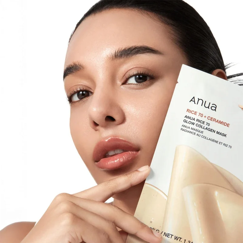 Anua Rice 70 Glow Collagene Maschera in Tessuto Illuminante 38g — Maschera in tessuto