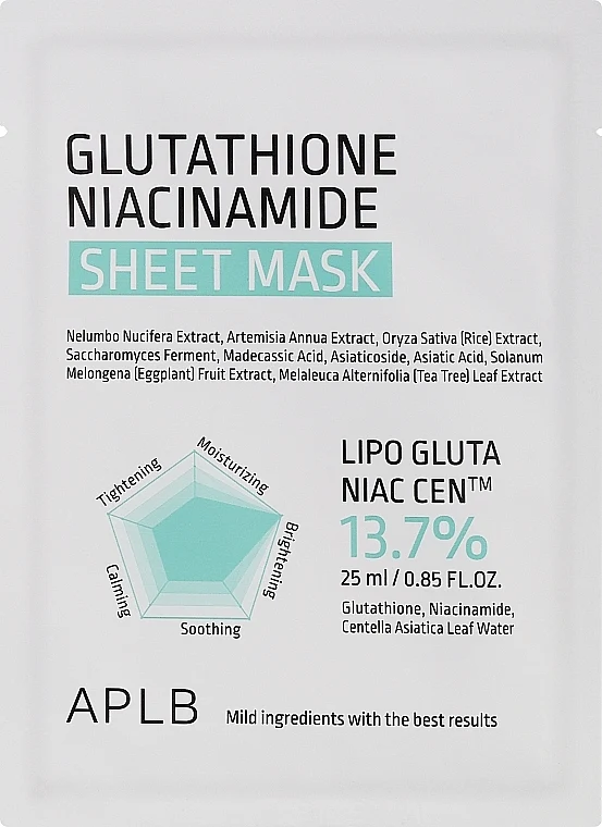 Aplb Glutatione Niacinamide 25ml — Maschera in tessuto