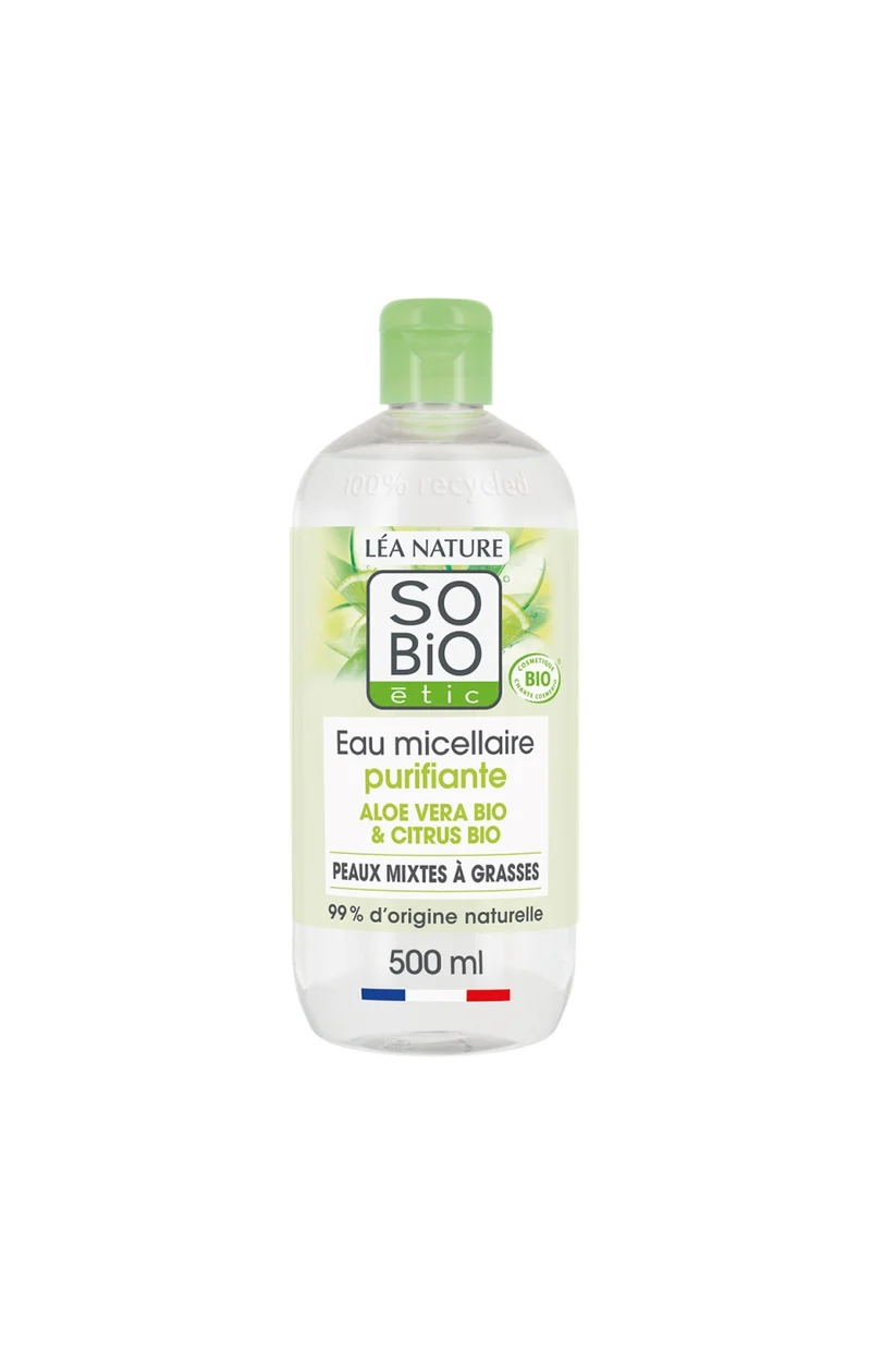 Eau micellaire purifiante bio - Aloe vera - Peaux mixtes à grasses