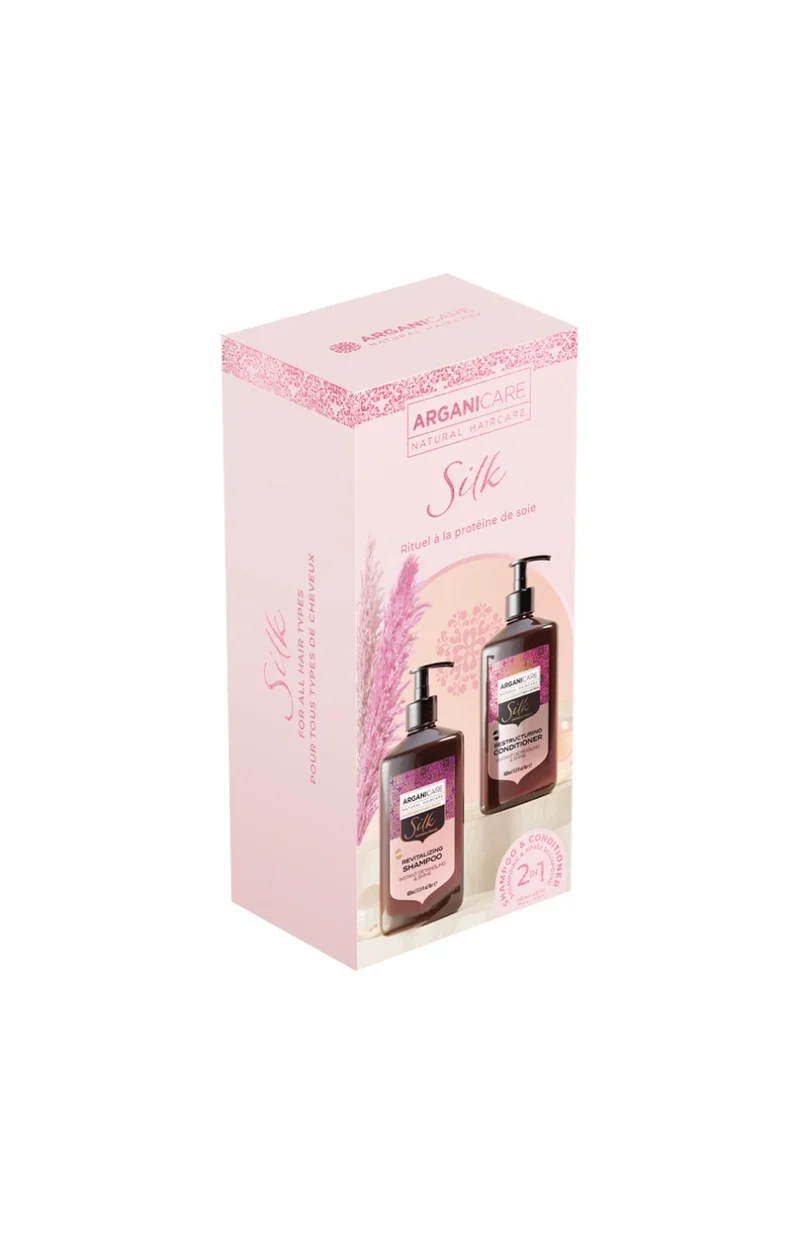 Coffret shampoing & après-shampoing lissant & brillance - Protéine de soie - Cheveux secs & abîmés - 2 x 400 ml