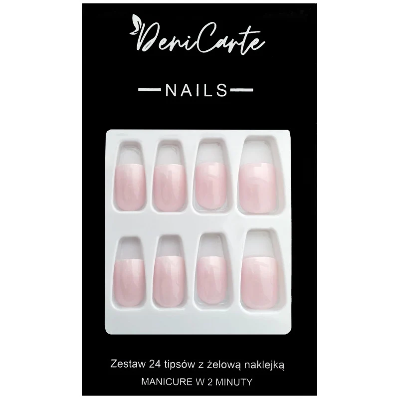 Deni carte Deni Carte Tipsy Square Unghie finte Ombre rosa — Unghie finte