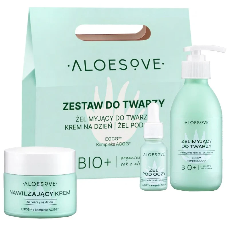 Aloesove Set Green Crema 50ml Gel Detergente 190ml Gel Contorno Occhi 15ml — Set skincare