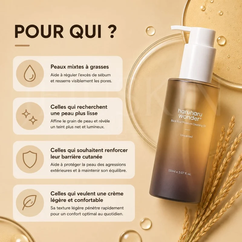 Haruharu Wonder - Huile nettoyante profonde et hydratante au riz noir - 150ml
