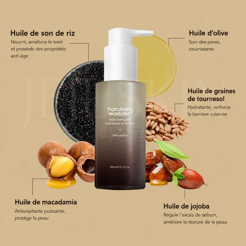 Haruharu Wonder - Huile nettoyante profonde et hydratante au riz noir - 150ml