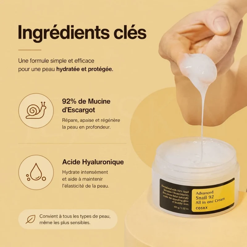 COSRX - Crème hydratante Advanced Snail 92 tout en un - 100g