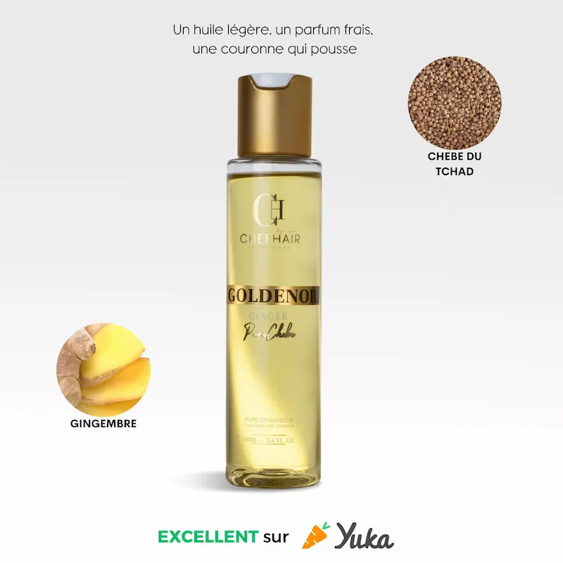 Huile Activatrice de Pousse Chebe & Gingembre GoldenOil - Chebhair