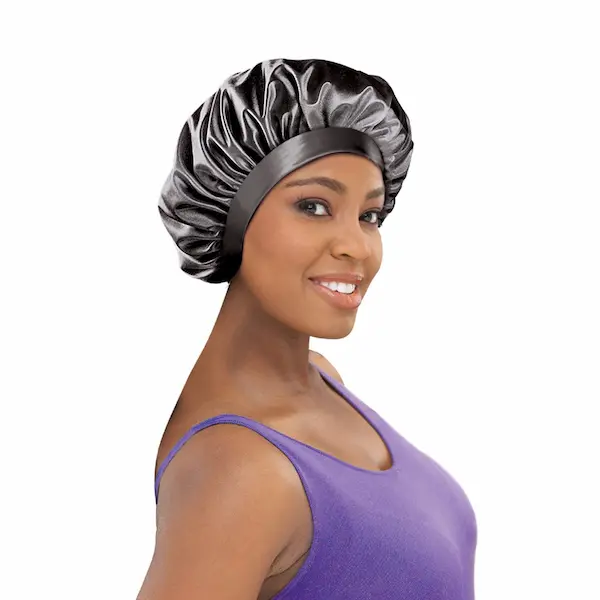Bonnet Nuit Noir Aéré - Stay On Satin