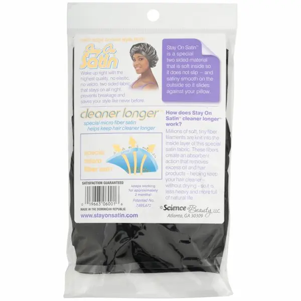 Bonnet Nuit Noir Aéré - Stay On Satin