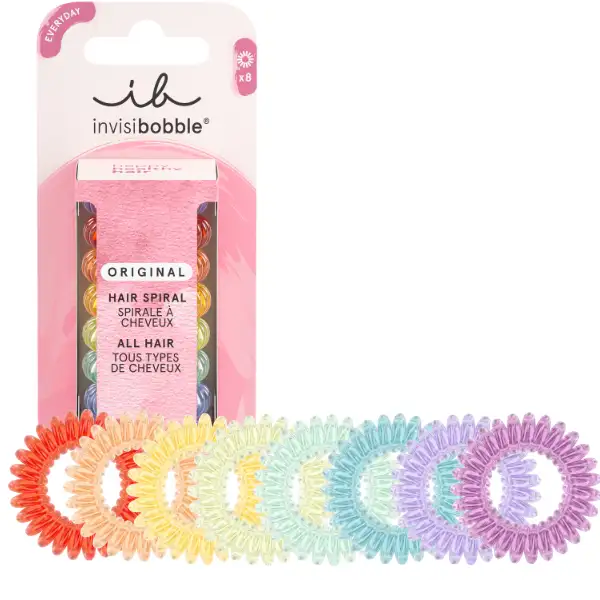 Elastiques à Spirales ORIGINAL Rainbow Vibes Lot de 8 - Invisibobble
