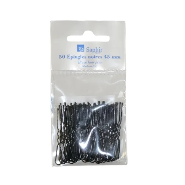 50 Epingles à Cheveux Noires Neige 45 mm