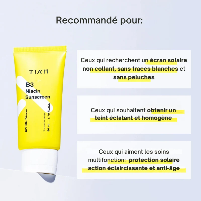 Crème solaire Niacin B3 SPF50+ PA++++