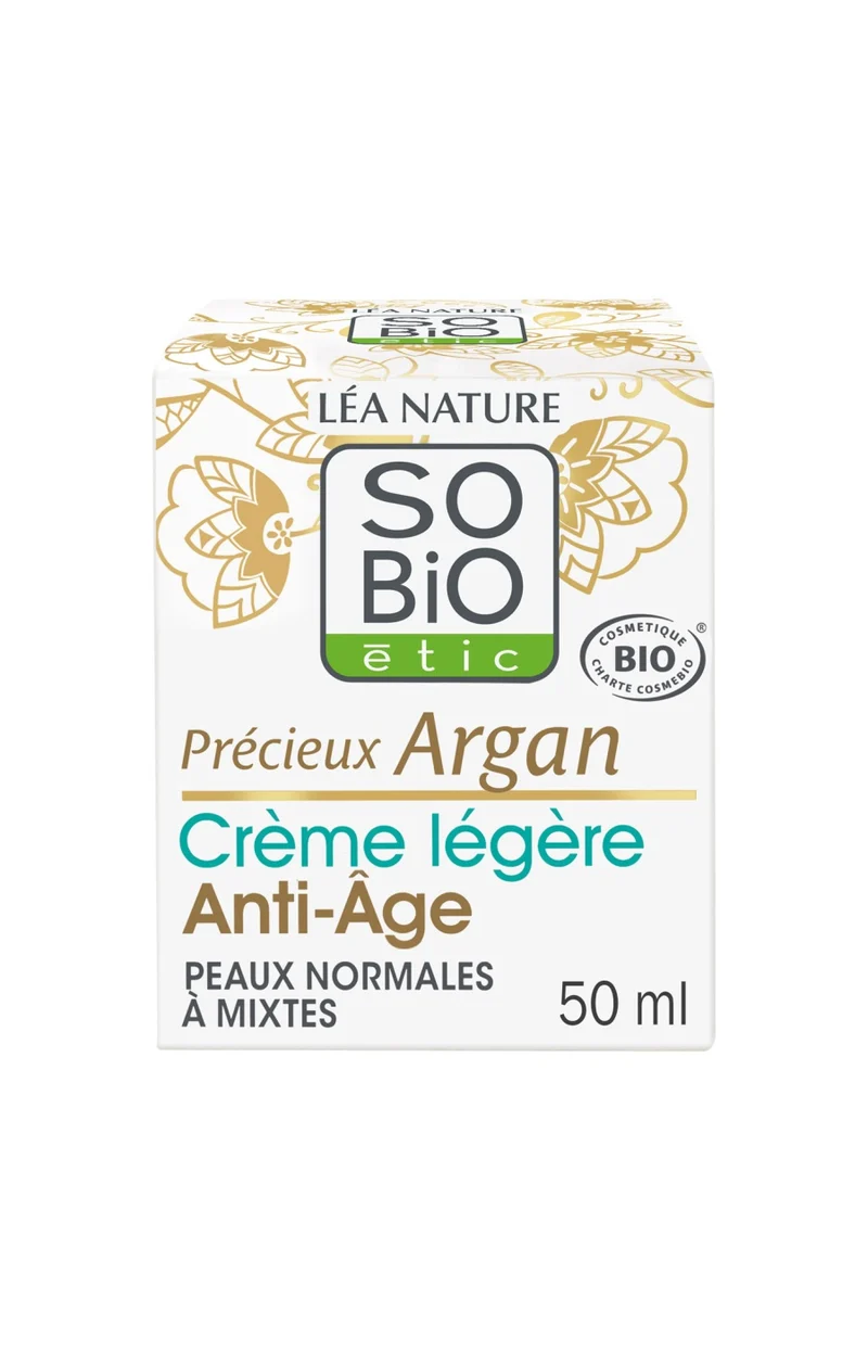 Crème légère anti-âge bio - Huile d'argan - Jour - Visage