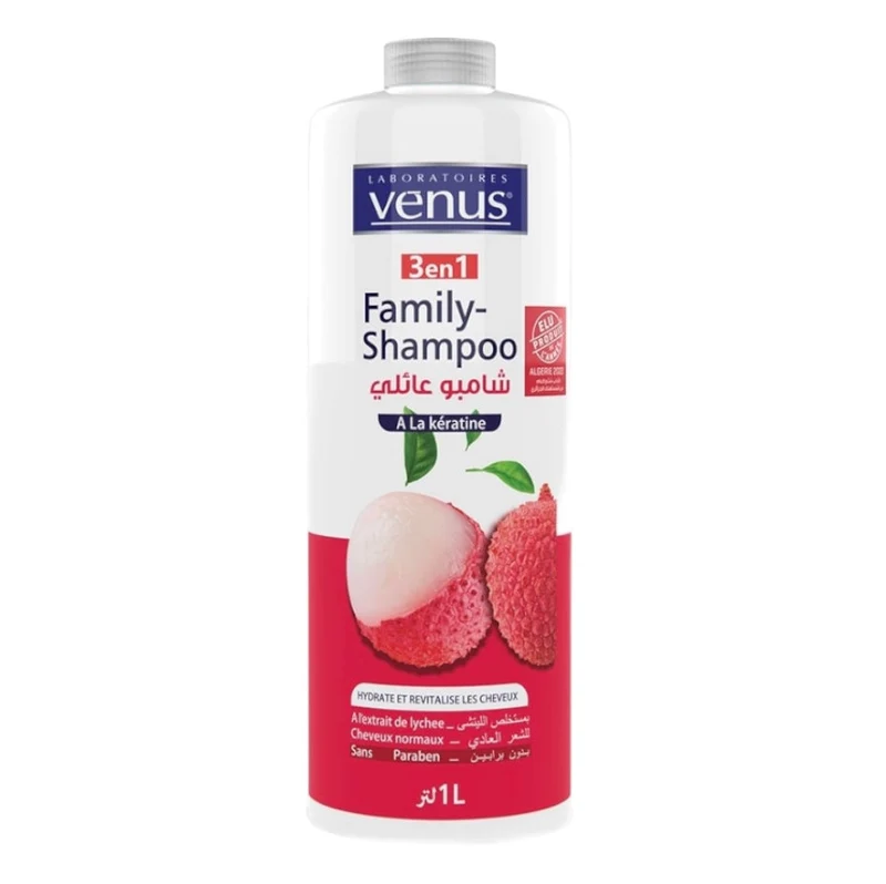 Venus Shampooing Familial Lychee Et Kératine 1 L