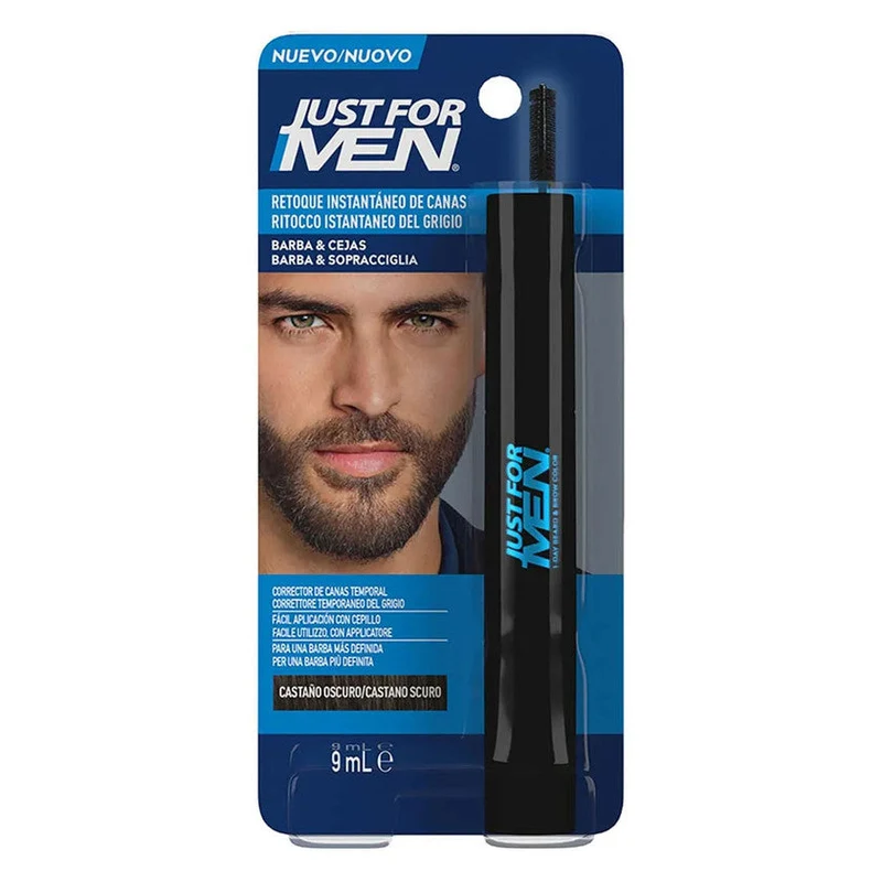 Just For Men Ritocco istantaneo del grigio barba e sopracciglia Castano Scuro — Ritocco barba uomo