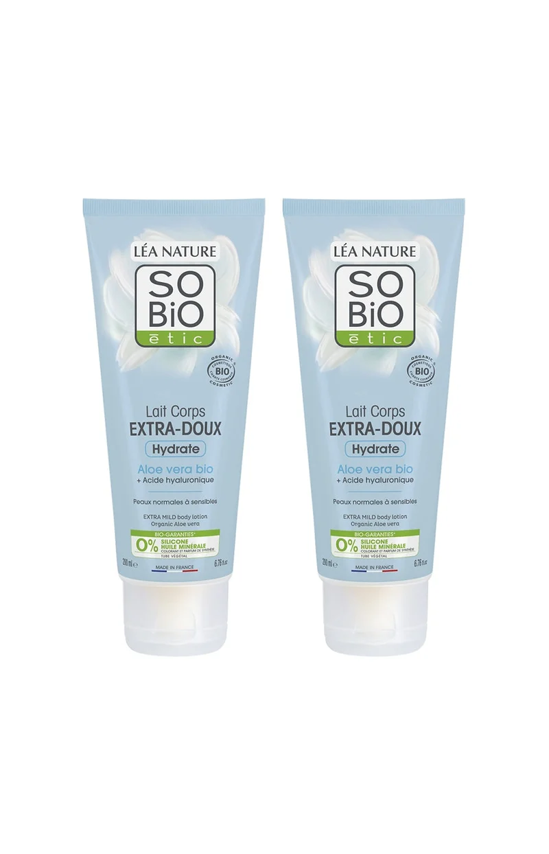 Laits corps extra-doux bio - Hydratation - Aloe vera - 2 x 200 ml