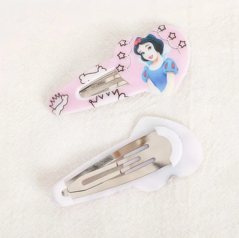 2Pcs Pinces À Cheveux Disney Elsa Blanche-Neige Anna Pinces À Cheveux Latérales