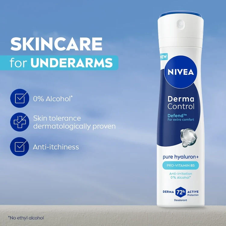 Nivea Déodorant Derma Control Pure Hyaluron Pro-Vitam8N B5 0% Alcohol Spray