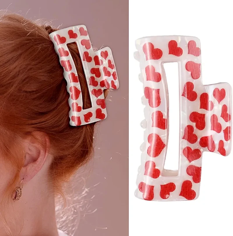 Pince Cheveux Carrée Motif Cœur