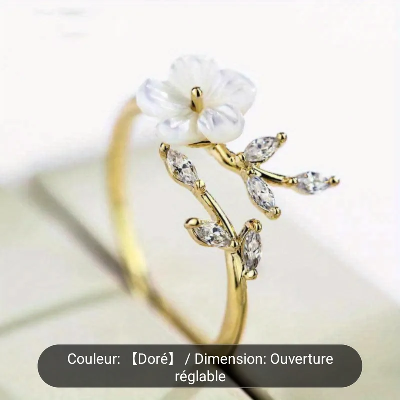 Bague Créative En Forme De Feuille De Fleur