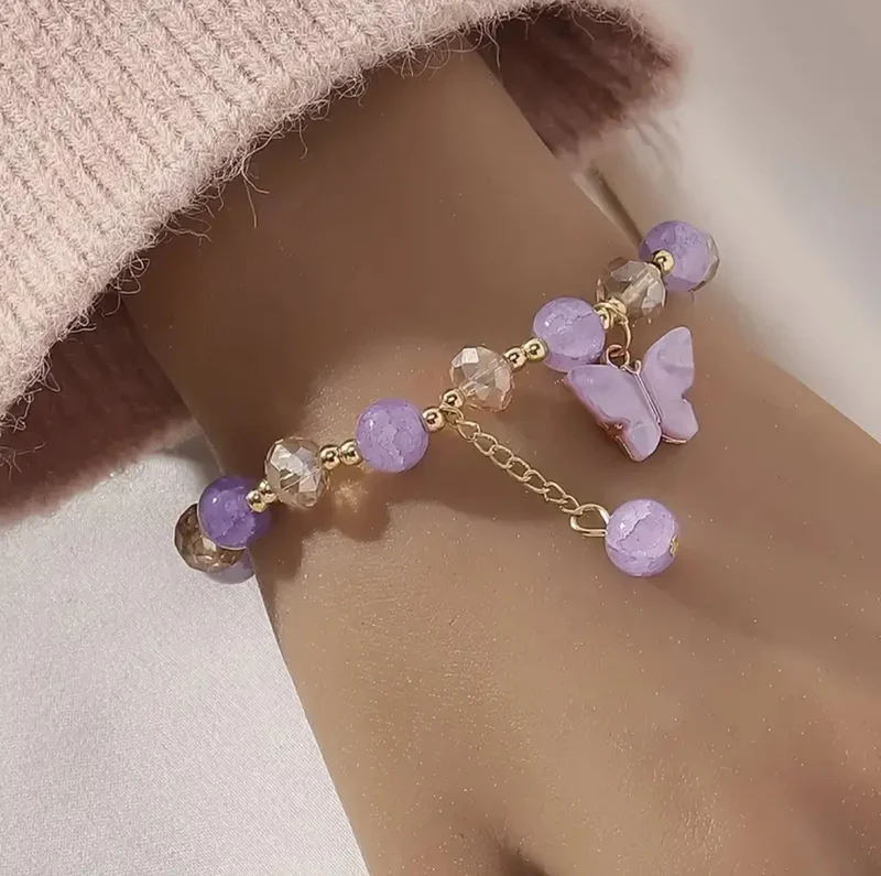 Bracelet Améthyste Style Bohémien & Papillon 🦋