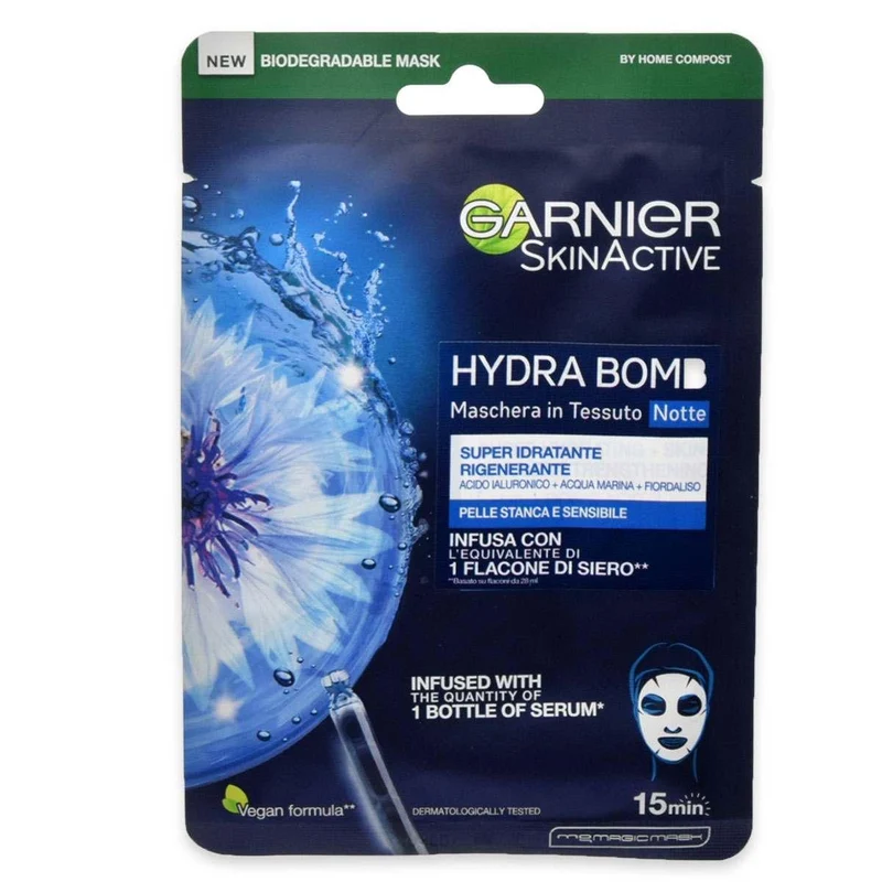 Garnier Hydra Bomb maschera in tessuto trattamento notte 28 g — Maschera viso