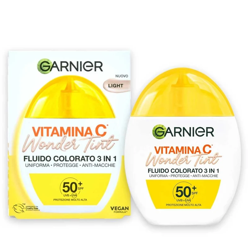 Garnier Vitamina C Wonder Tint Fluido Colorato 3 in 1 SPF 50+ Chiaro 40 ml — Fluido colorato viso