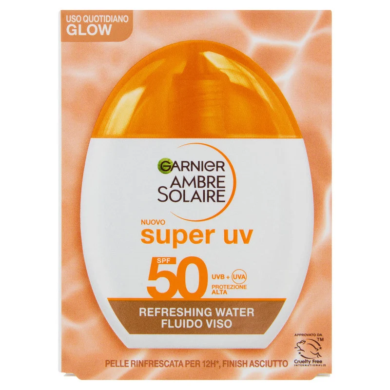 Garnier Ambre Solaire Super UV Fluido Viso Luminosità SPF 50 40 ml — Solare viso