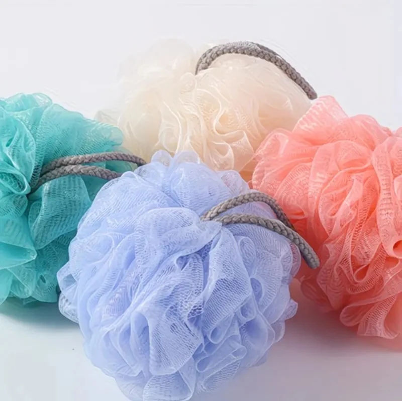 Éponges De Douche Colorées Boules De Bain En Maille Douce Avec Poignées Ruban Chouchou 1Pc