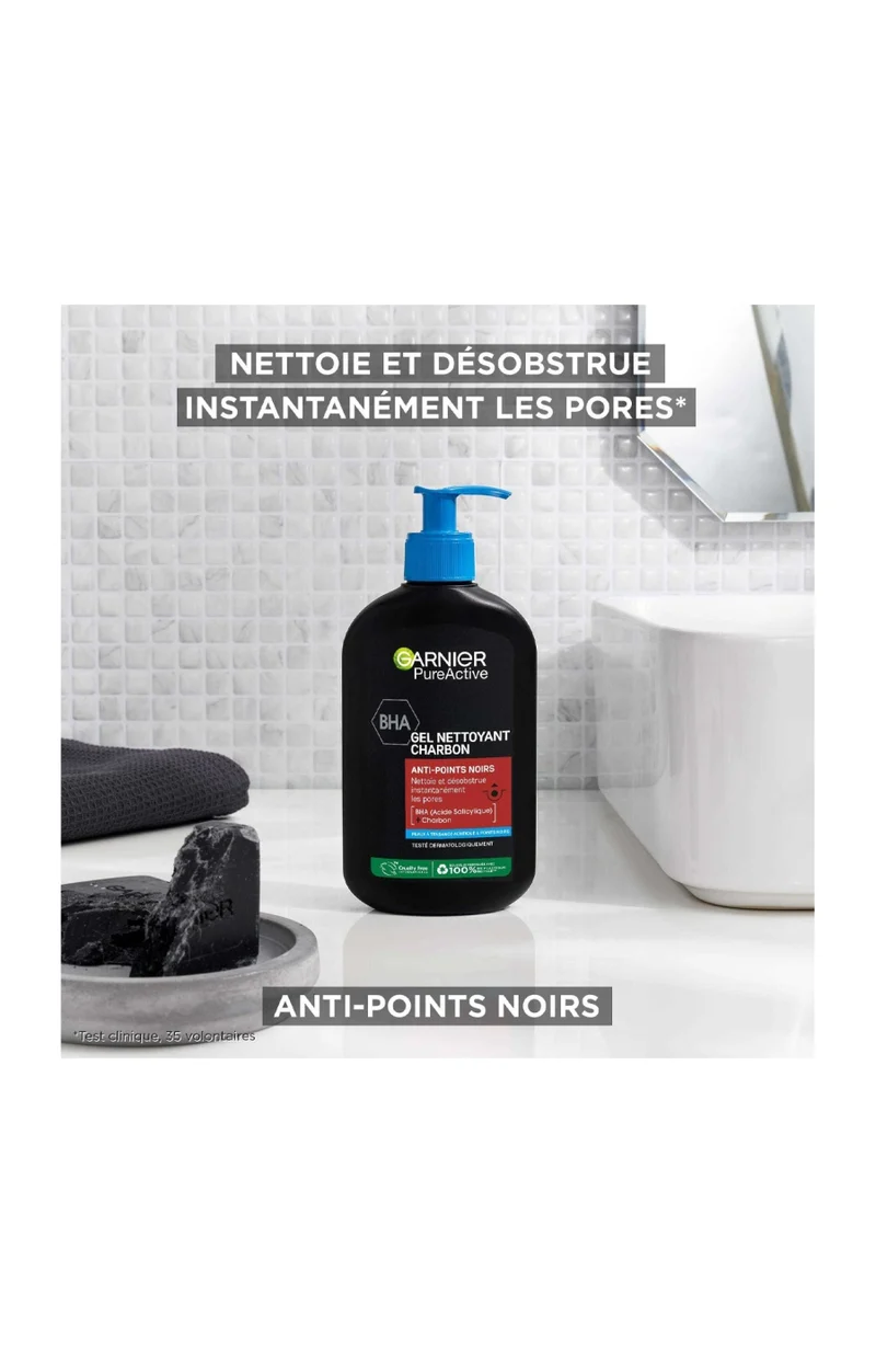 Gel nettoyant - PureActive Charbon - Peaux à tendance acnéique