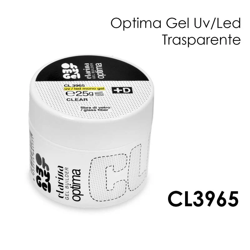 Clarissa Optima Monogel D trasparente fibra di vetro UV LED 25 g Tpo e Hema senza — Gel unghie