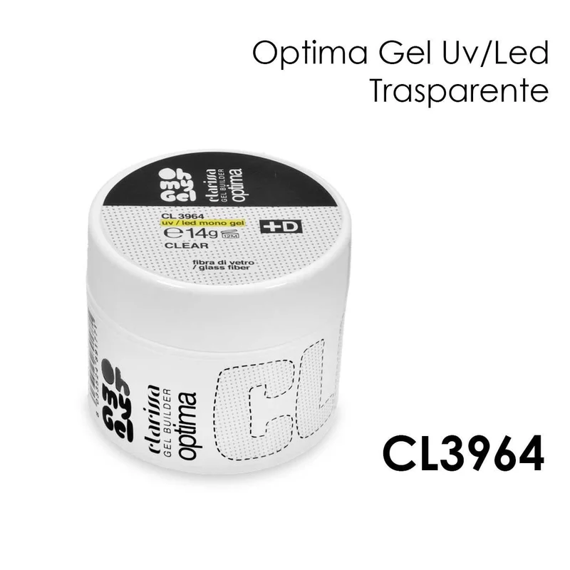 Clarissa Optima Monogel D Trasparente Fibra di Vetro UV LED 14 gr Tpo&Hema Senza — Gel per unghie