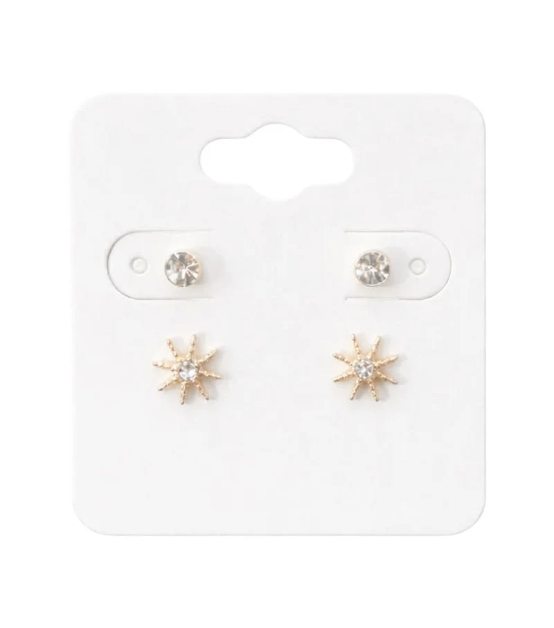 Lot De 2 Paires De Boucles D'Oreilles - Strass Brillant Et Étoile Solaire