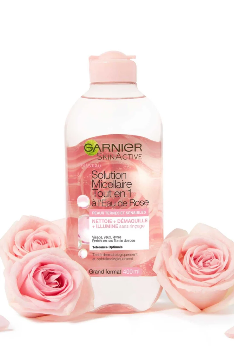 Eau micellaire - SkinActive - Eau de rose - Peaux ternes & sensibles - 400 ml