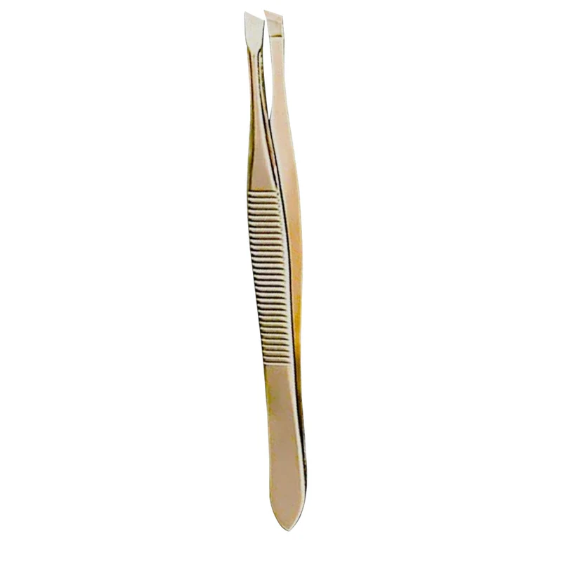 Pince À Épiler En Acier Inoxydable Doré Pointes Plates Et Biaisées Disponibles Outil De Dépilation Unisexe Pour Sourcils Et Barbe