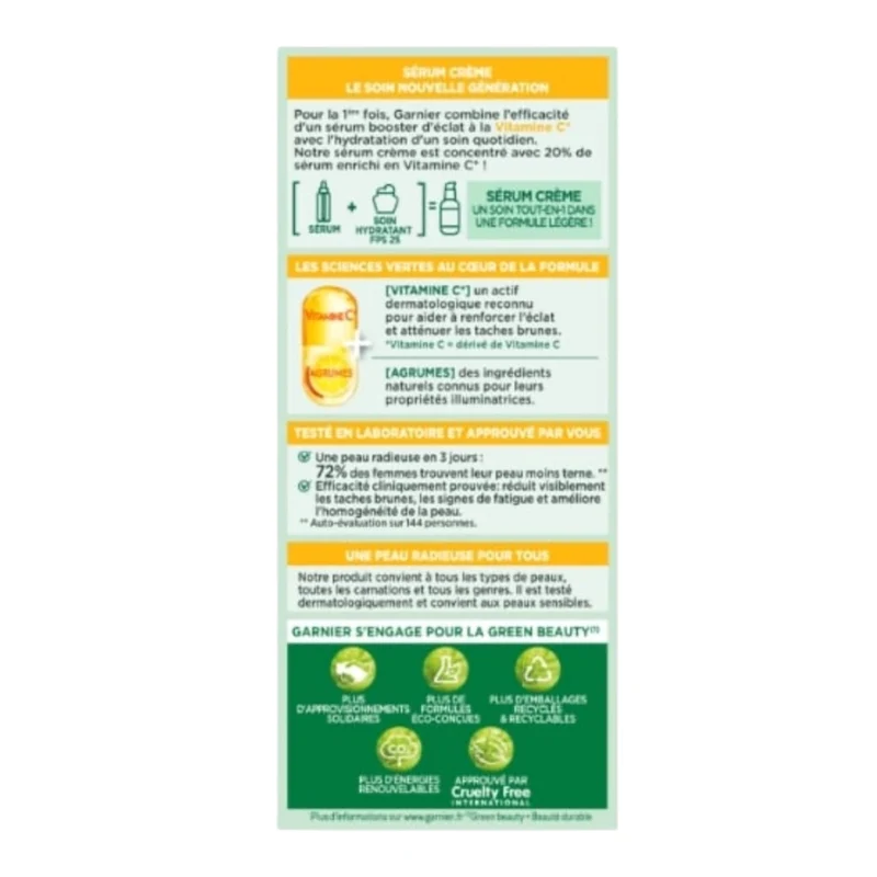 Garnier Sérum Visage 2 En 1 Vitamine C Booster D'Eclat