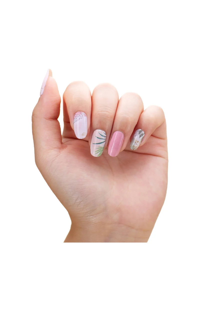 Vernis autocollant - Botanical pink - 16 bandes