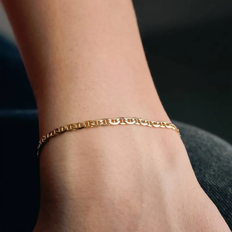 Bracelet Trombone Délicat Avec Maillons Pavés Bijoux Minimalistes En Chaîne En Ou En Argent