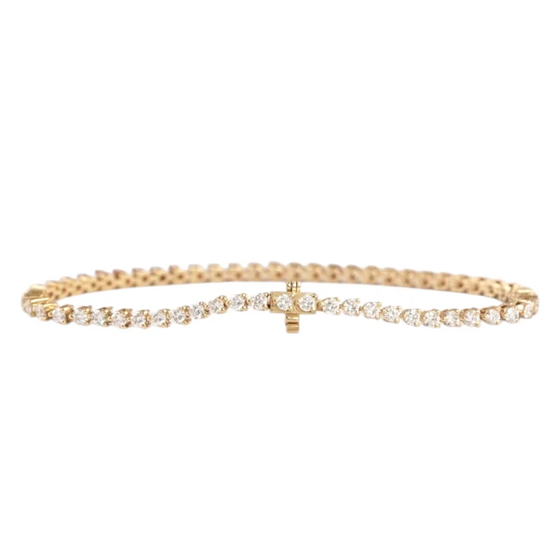 Bracelet Tennis En Diamants Cultivés En Laboratoire Taille Ronde Bracelet De Mariée En Jaune 14 Carats Cadeau Bracelet En Diamants Sans Conflit Pour Elle