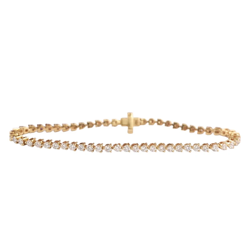 Bracelet Tennis En Diamants Cultivés En Laboratoire Taille Ronde Bracelet De Mariée En Jaune 14 Carats Cadeau Bracelet En Diamants Sans Conflit Pour Elle