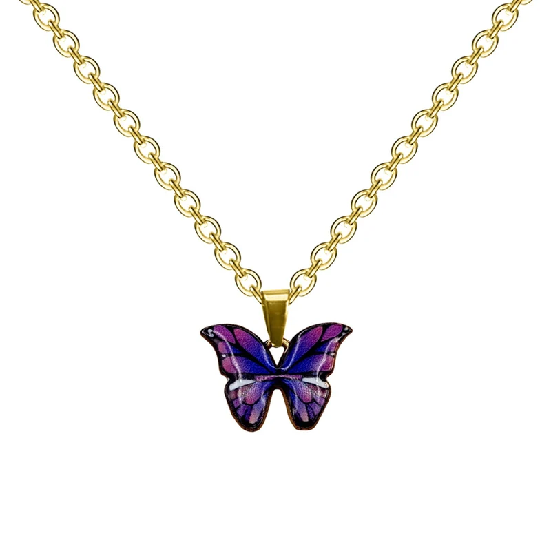 1 Pièces Collier Élégant Rétro Y2K Papillon - Pendentif Multicolore Pour Femmes Et Hommes Port Quotidien Cadeau De Saint-Valentin Idéal Pour Soirées