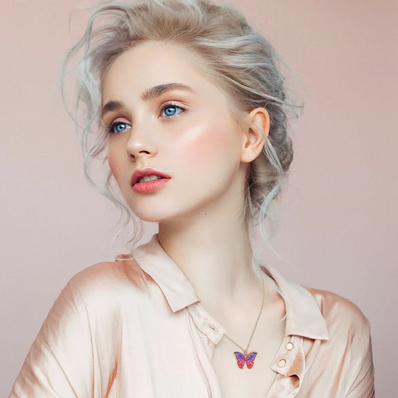 1 Pièces Collier Élégant Rétro Y2K Papillon - Pendentif Multicolore Pour Femmes Et Hommes Port Quotidien Cadeau De Saint-Valentin Idéal Pour Soirées