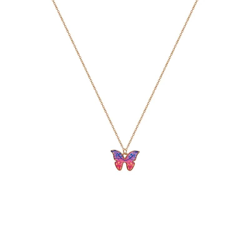 1 Pièces Collier Élégant Rétro Y2K Papillon - Pendentif Multicolore Pour Femmes Et Hommes Port Quotidien Cadeau De Saint-Valentin Idéal Pour Soirées