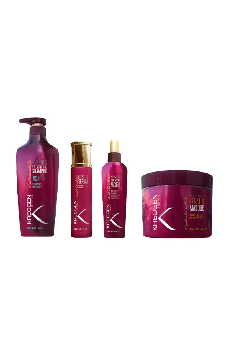 Routine réparatrice - Shampoing, masque, spray & sérum - Kératine