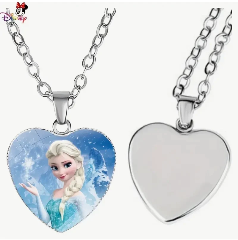 Pendentif Cœur De La Princesse Elsa De La Reine Des Neiges Avec Chaîne Argentée
