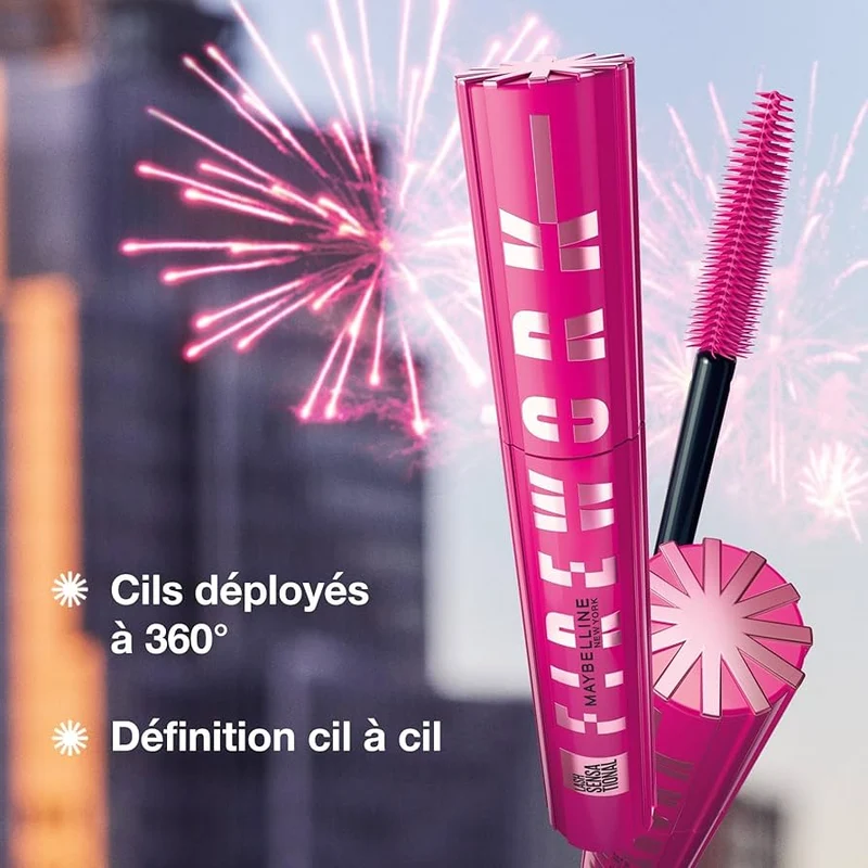 Maybelline New York Mascara Volume & Définition Effet Cils Déployés 360° Tenue 24H Sans Paquet Sensational Firework Very Black